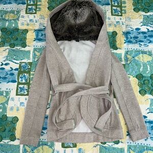 Armani Exchange Fur-Trimmed Jacket in Black and Gray